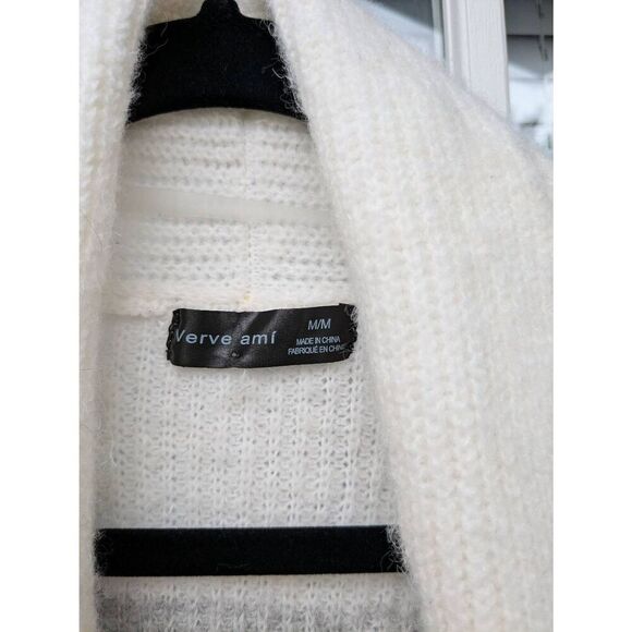 Verve Ami Open Cardigan Acrylic Poly Blend Grey White Stripe, Size M - NWT - Picture 2 of 4